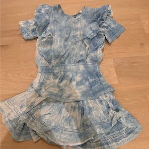 LoveShackFancy Blue Tie-Dye Dress